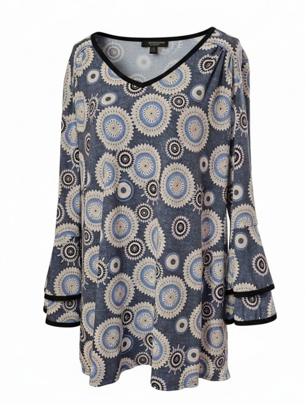 Est. 1846 Blue Geometric 3/4 Sleeve Tunic L - Picture 1 of 5